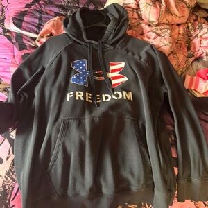 Under Armour Black 'Freedom' Pullover Hoodie with Flag Logo